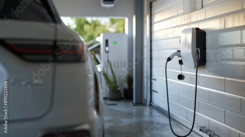 Efficient Home Charging Solutions: Organized Electric Car Charging Station in Residential Garage