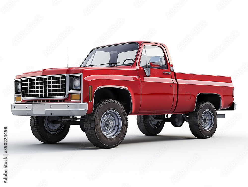 Red pickup isolated on a white background. Red pickup isolated on a white background.