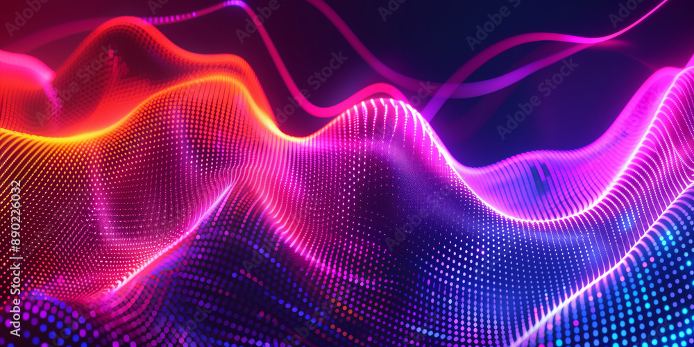 Obraz premium Abstract background with neon light lines, dynamic shapes and bright colors.