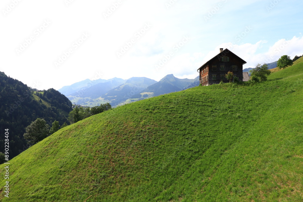 Fototapeta premium wooden house in the mountains