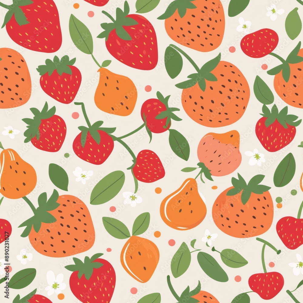 Playful Minimalist Fruit Seamless Pattern Playful Minimalist Fruit Seamless Pattern