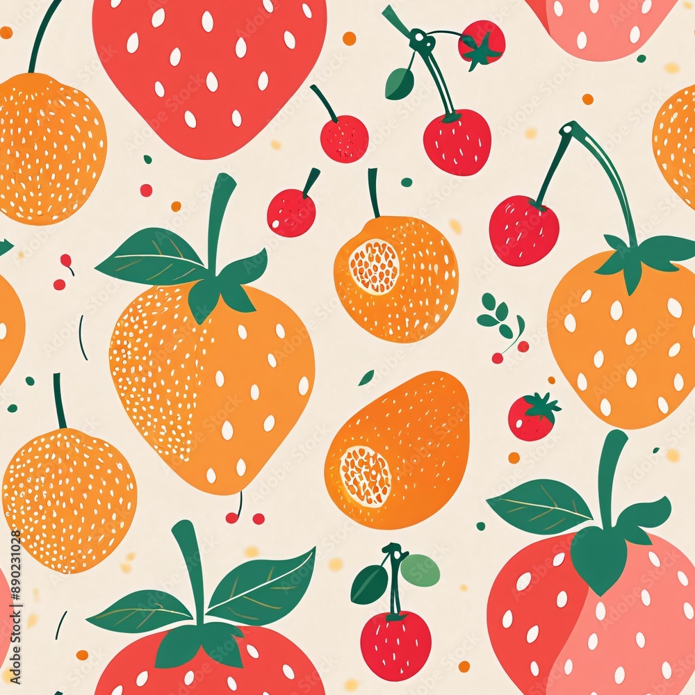 Playful Minimalist Fruit Seamless Pattern Playful Minimalist Fruit Seamless Pattern