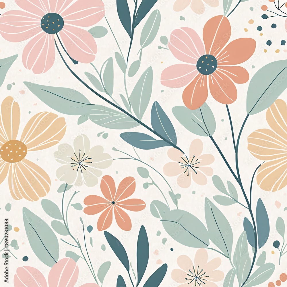 Adorable Pastel Floral Garden Seamless Pattern Adorable Pastel Floral Garden Seamless Pattern