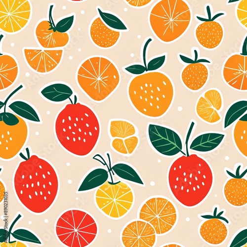 Playful Minimalist Fruit Seamless Pattern