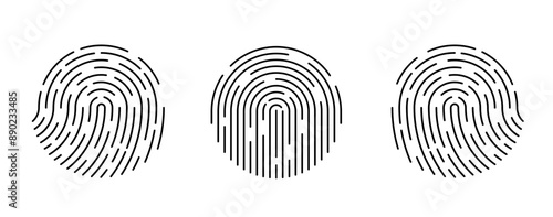 Fingerprint icon. Fingerprint icons set. Biometric data. Fingerprint scanning icon.  Security logo. Vector illustration