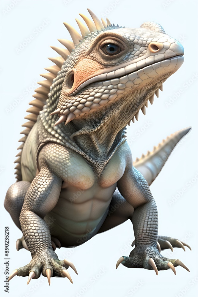 Obraz premium lizard in 3d cartoon style isolated on white background