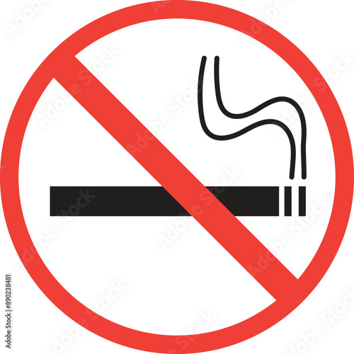 No smoking sign vector icon-colored version ( black cigarette in red circle ), veEps10ctor, 