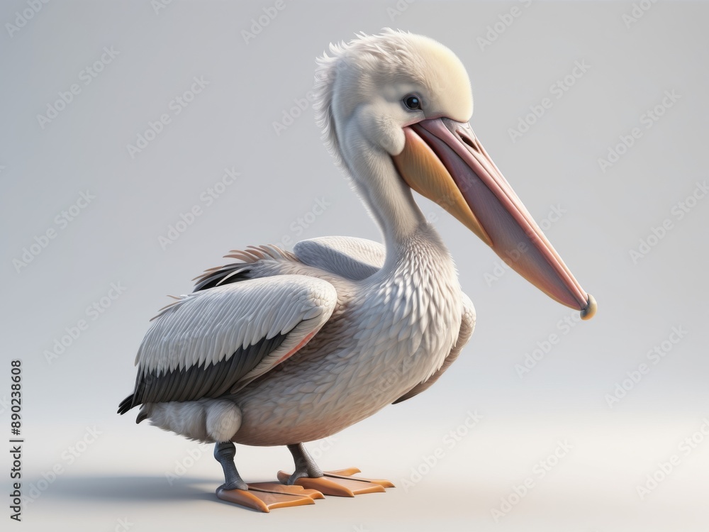 3D illustration of cute baby pelican isolated on white background 3D illustration of cute baby pelican isolated on white background
