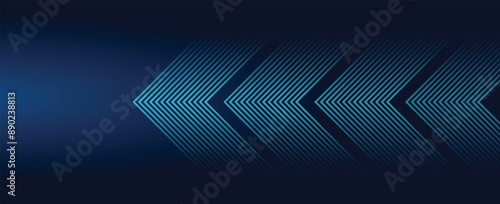 Dark blue abstract background with glowing arrow lines. Modern shiny blue geometric lines design. Technology futuristic concept. Horizontal banner template. Suit for cover, header, poster, banner, web