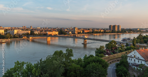 Wallpaper Mural Aerial view Of Novi Sad and Danube river  from Petrovaradin in sunrise, Vojvodina region, Novi Sad, Serbia Torontodigital.ca