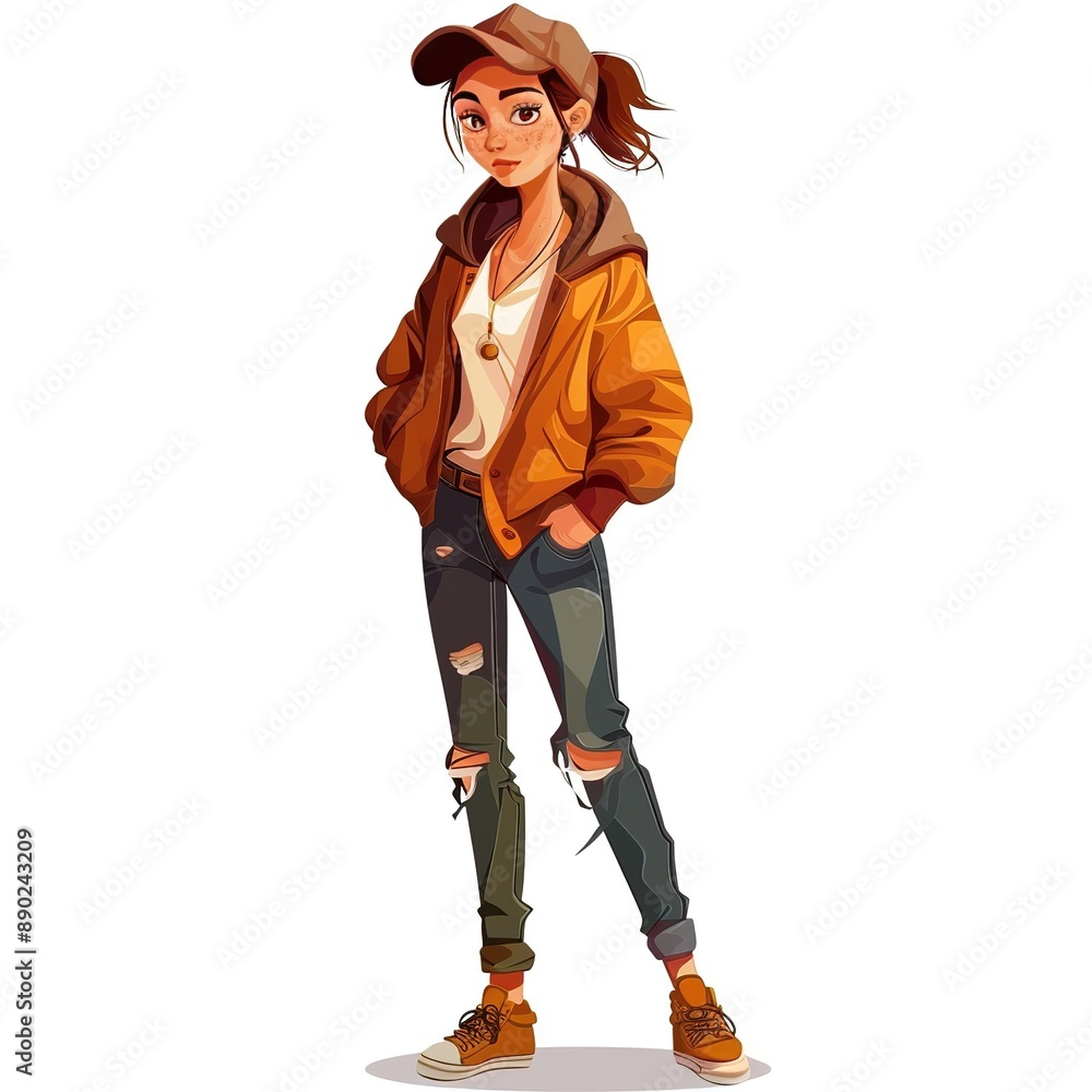 Marten Tomboy fashion cartoon isolated whitebackground Marten Tomboy fashion cartoon isolated whitebackground