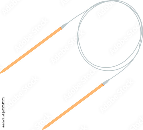 Knit needle icon, flat knitting craft accessories element, cartoon dressmaking supplies design, vector crochet decoration illustration, doodle tailor tool object,