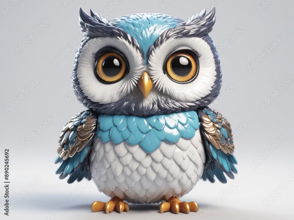 3D illustration of cute baby owl isolated on white background 3D illustration of cute baby owl isolated on white background