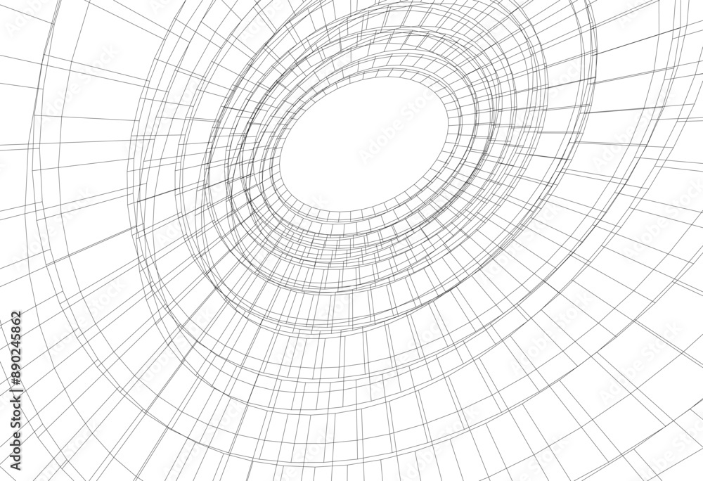 Obraz premium abstract architectural drawing linear design 3d illustration