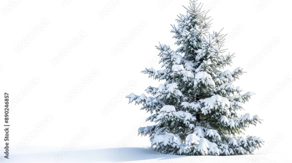 Tree With Snow. Snowy Fir Tree on White Background, Perfect for Winter Holidays Tree With Snow. Snowy Fir Tree on White Background, Perfect for Winter Holidays