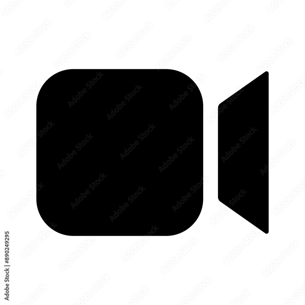 Illustration showing a black video camera icon on a white background
Illustration showing a black video camera icon on a white background