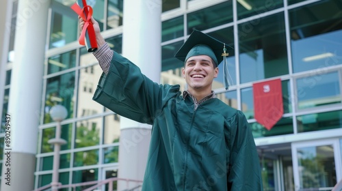 The graduate in green gown photo