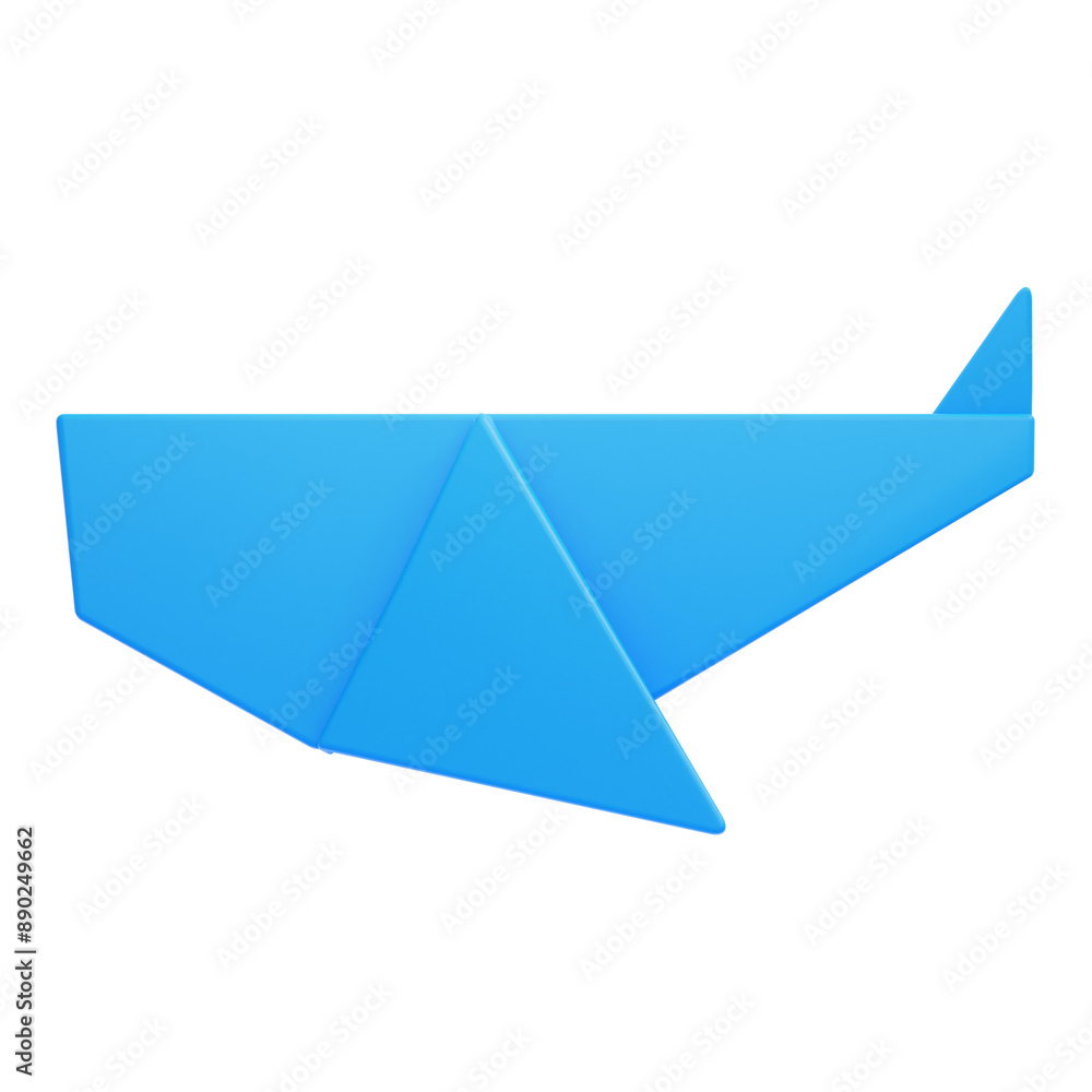 PNG 3D Origami Whale icon isolated on a white background PNG 3D Origami Whale icon isolated on a white background