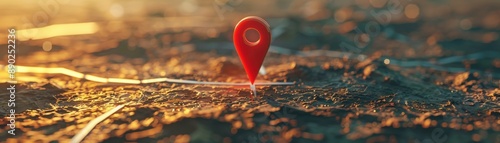 Wallpaper Mural Red location pin on a map under warm sunlight, symbolizing travel, GPS navigation, and geographical positioning in scenic outdoor setting. Torontodigital.ca