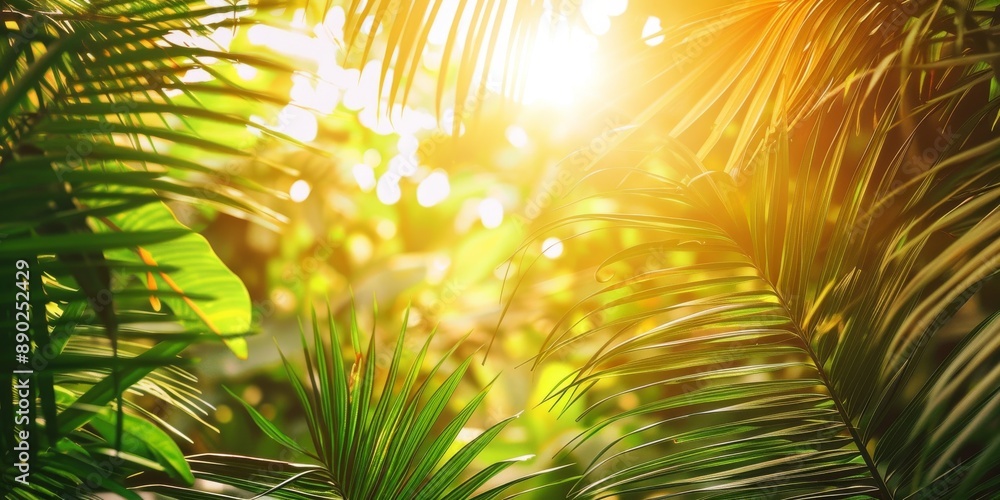 Obraz premium Sun Rays Through Palm Leaves