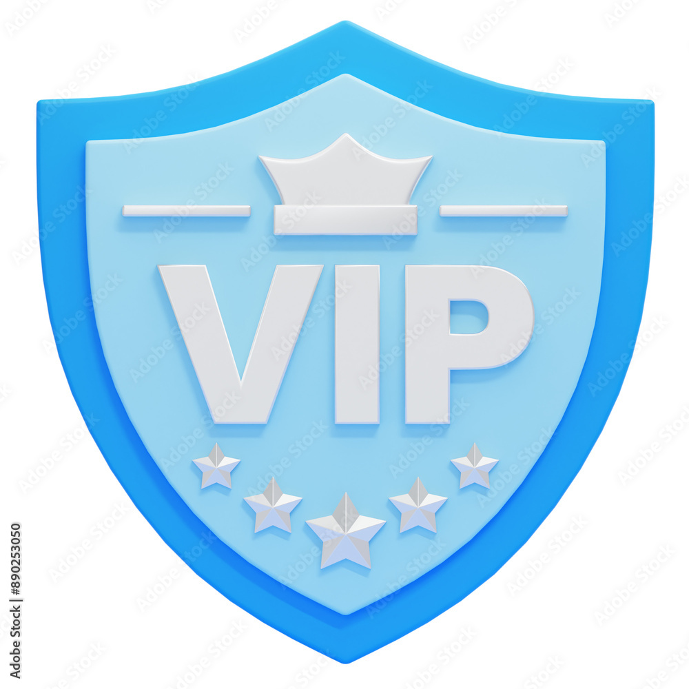 PNG 3D VIP Shield icon isolated on a white background PNG 3D VIP Shield icon isolated on a white background