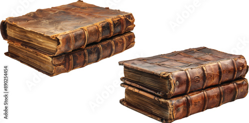 the antique brown book isolated on white background