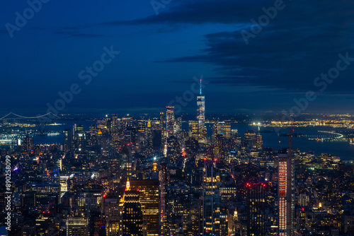 Wallpaper Mural Aerial view of downtown Manhattan at dusk, New York City. Torontodigital.ca