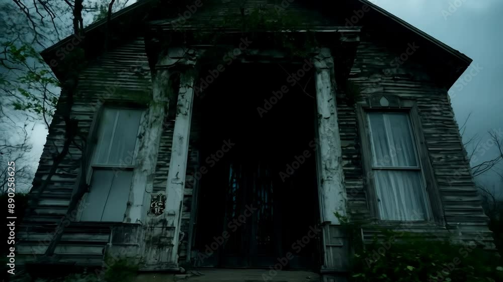 Eerie Abandoned House at Twilight Eerie Abandoned House at Twilight