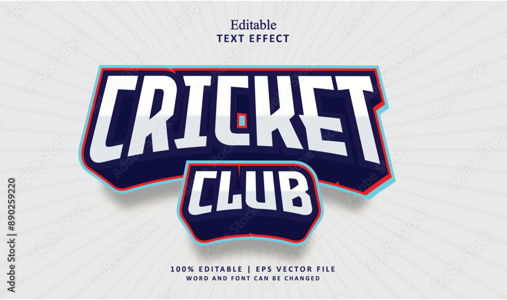 © HUMNA - Cricket Club editable text effect style vector © HUMNA - Cricket Club editable text effect style vector