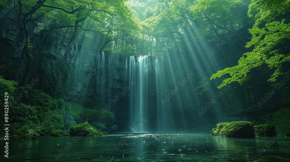 Waterfall in Lush Forest Waterfall in Lush Forest
