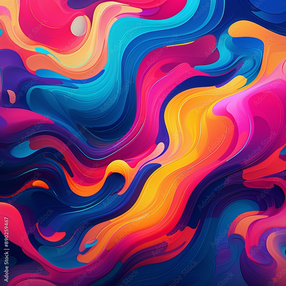 Fototapeta premium This abstract background features a vibrant wavy colorful gradient design, perfect for modern projects. The smooth fluid gradient adds a contemporary touch, ideal for websites, apps, and more.