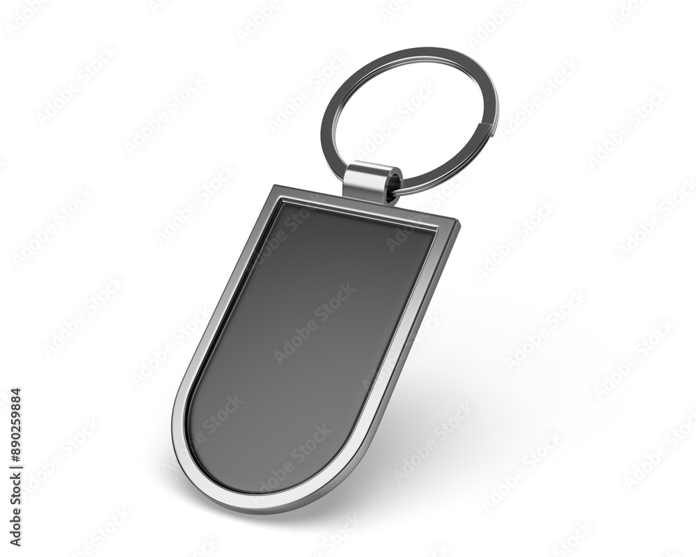 Fototapeta premium Blank round base pendant keychain ring blank template 3d illustration.