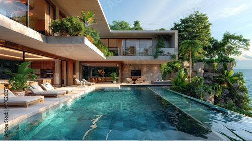 Wallpaper Mural Luxury Villa with Infinity Pool Torontodigital.ca