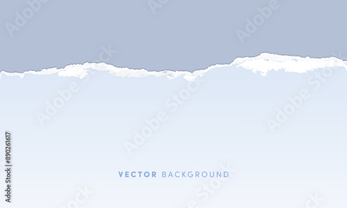 Torn paper vector background. Horizontal grey ripped sheet of paper with shadow for banner, decoration, design template.