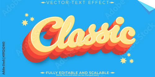 Retro, vintage text effect, editable 70s and 80s text style