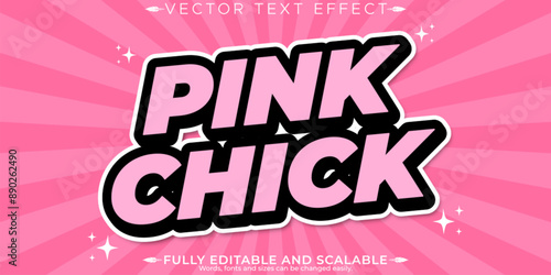 Girly text effect, editable feminine and retro customizable font style