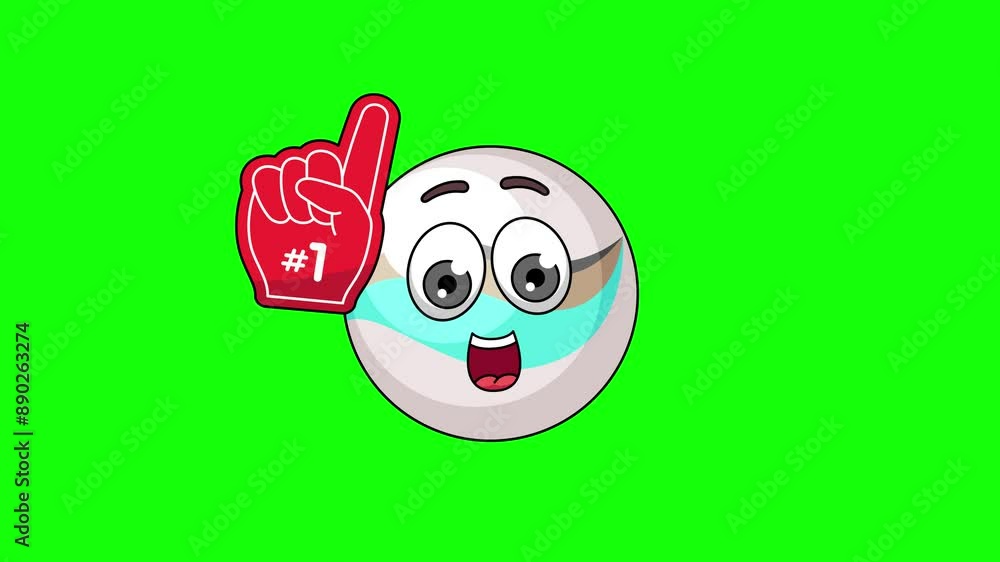 number 1 fan marble toy cartoon emoticon, looping animation number 1 fan marble toy cartoon emoticon, looping animation