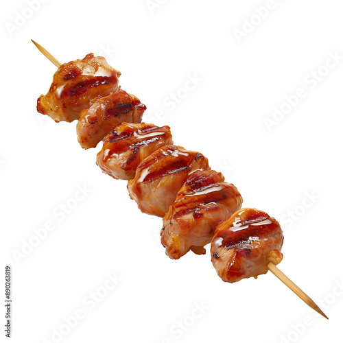 Highly realistic advertising photo of a juicy chicken pork beef isaw stick isolated on transparent background photo