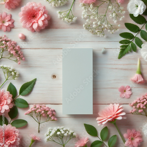Bouquet is framed on wooden floor.
