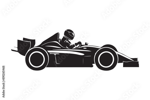 Race car driver, speeding around a track, Silhouette