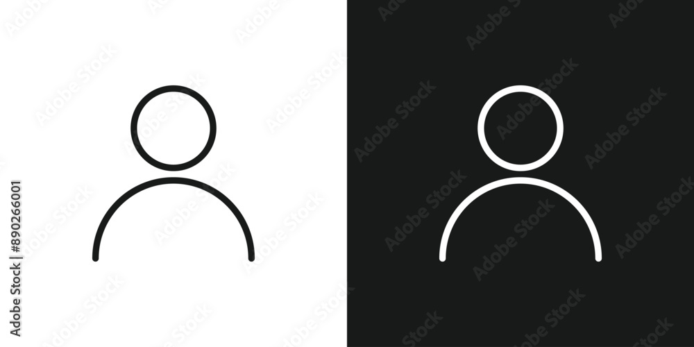 Fototapeta premium Profile outline icon on black and white vector