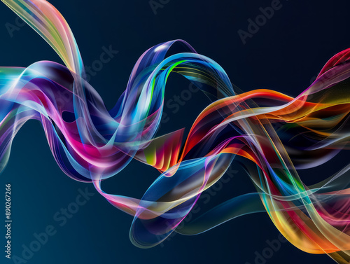 Abstract colorful waves on a blue background. Generative AI