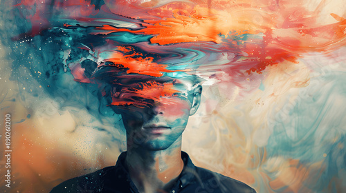 Abstracts portraits showing different human emotions and mental health issues