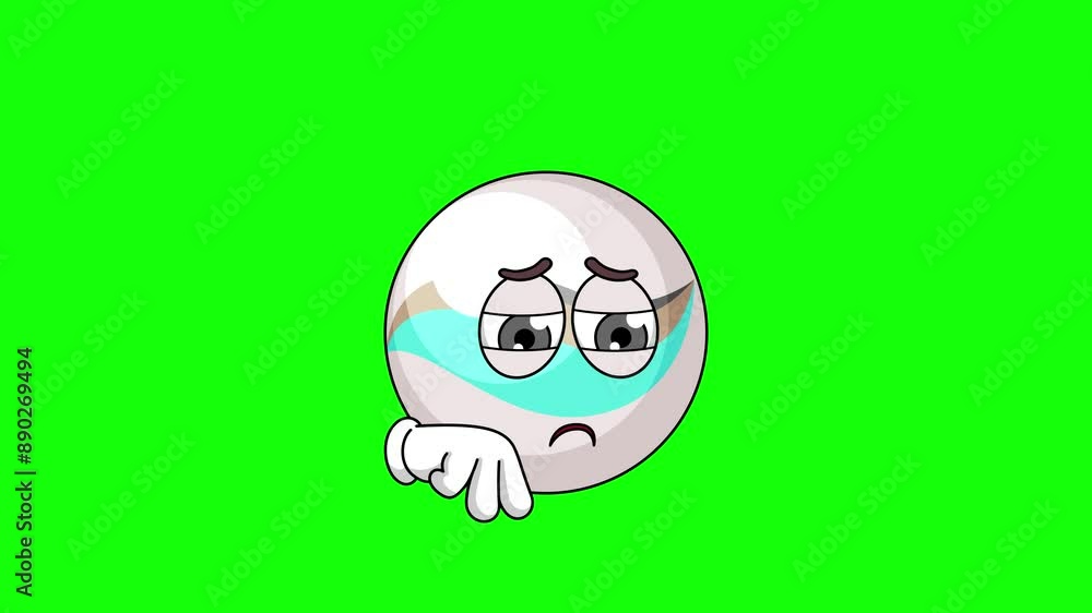 Sad marble toy cartoon, mascot animation with green screen Sad marble toy cartoon, mascot animation with green screen