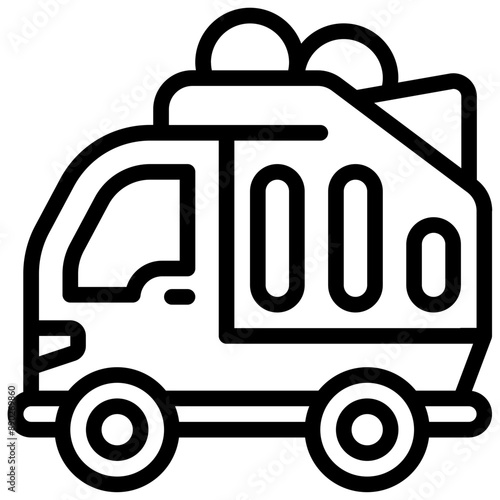 Garbage Truck Icon. Hybrid Truck Icon