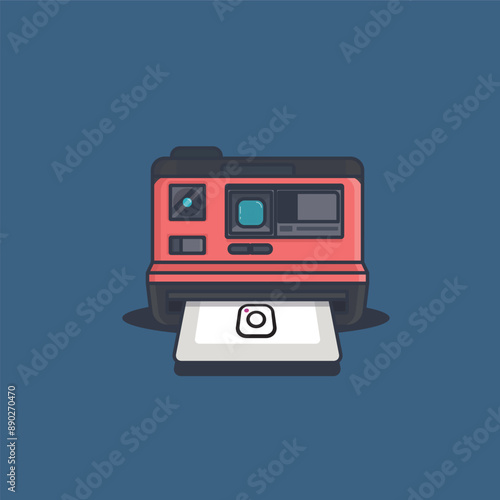 Retro Camera Icon. Vector Illustration. Isolated On Background. 