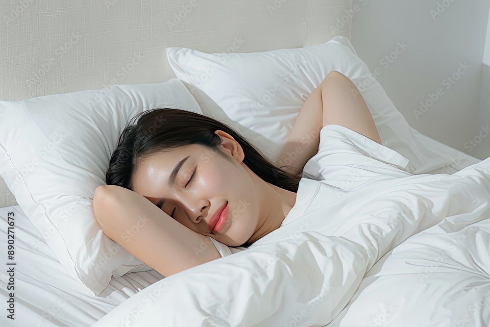 Woman Sleeping Peacefully in Bed Woman Sleeping Peacefully in Bed