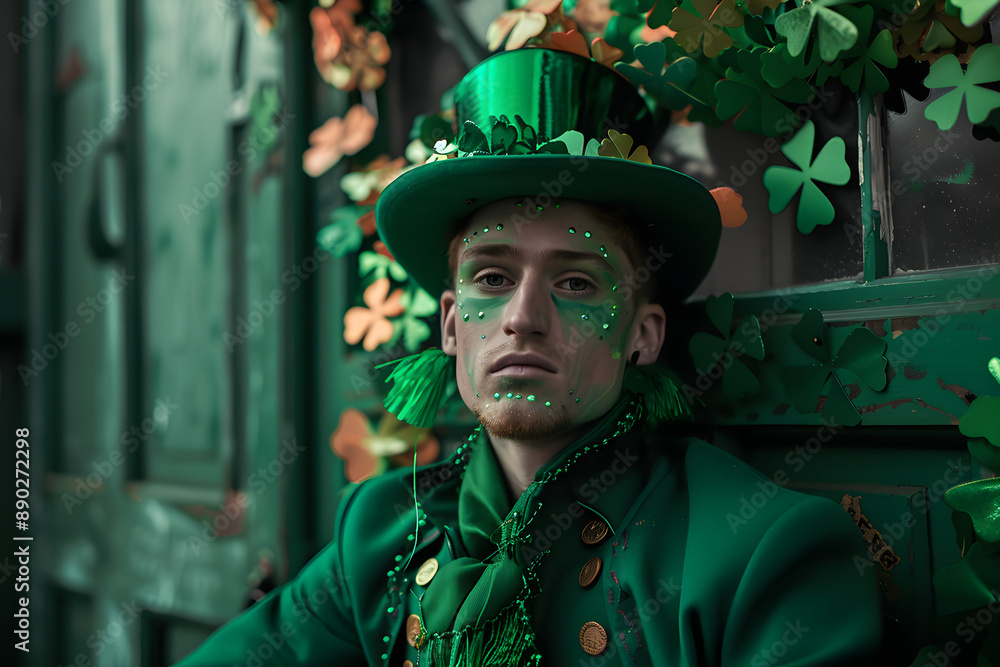 St. Patrick’s Day, Dublin the streets are dressed in green and filled with music and dancing with a green shamrock and the celebration of the céilidh St. Patrick’s Day, Dublin the streets are dressed in green and filled with music and dancing with a green shamrock and the celebration of the céilidh