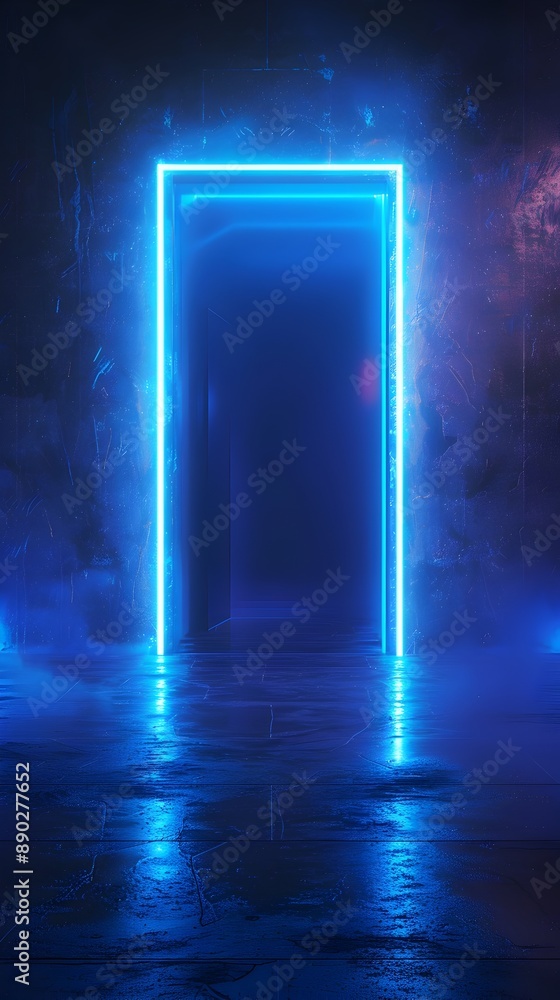 Sleek Electric Blue Neon Backdrop for Gadget and Product Concept Display Sleek Electric Blue Neon Backdrop for Gadget and Product Concept Display