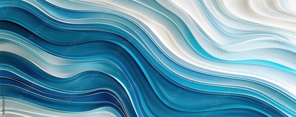 An elegant abstract wave pattern in shades of blue and white, evoking the calmness of the ocean. An elegant abstract wave pattern in shades of blue and white, evoking the calmness of the ocean.